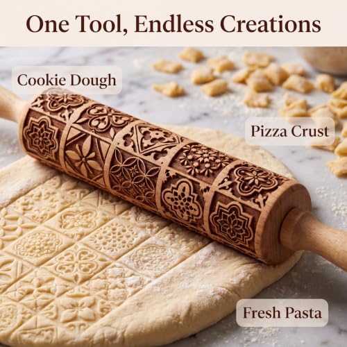 Cookie Rolling Pin Embossed Rolling Pin for Bakers Baking