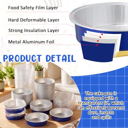 Yinder 120 Pcs Mini Cake Pans with Lids, Mini Pie Tins (Sapphire Blue) - color: Sapphire Blue