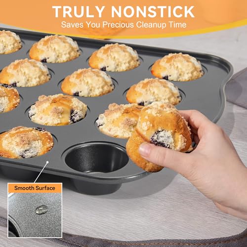 Cupcake Pan Nonstick 2 Pack (Grey, Mini 24 cup) - color: Gray, size: Mini