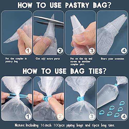 Disposable Icing Pastry Piping Bags, 100 Pcs 16Inch Thick Large Anti Burst Cake Decorating Tipless Piping Bag for Chocolate Royal Icing Cupcake Cream Frosting Cookies Decoration Disposable Piping Bags - size: 16 Inch