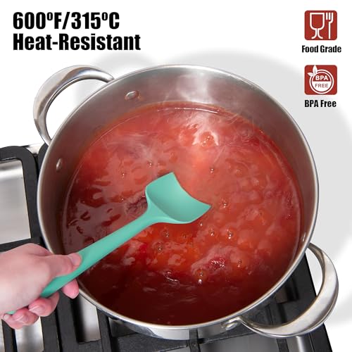 Doosu 600°F Heat Resistant Silicone Spatula Scrapers (Set of 4, Aqua Sky) - color: Aqua Sky, size: Set of 4