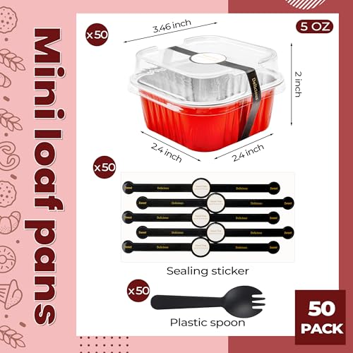 Halloween Baking Tins with Lids, Red 50 Pack for Home Bakers - color: Red, size: 5 oz