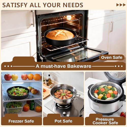 P&P CHEF 9 Inch Cake Pan Set of 3, 3 Pcs Nonstick Round Cake Baking Pans