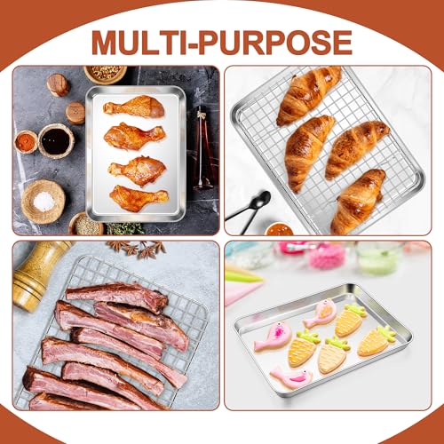E-far Baking Sheet with Wire Rack Set, 10.5" x 8.3" (1 Pan +1 Cooling Rack) - size: 10.5"x8"