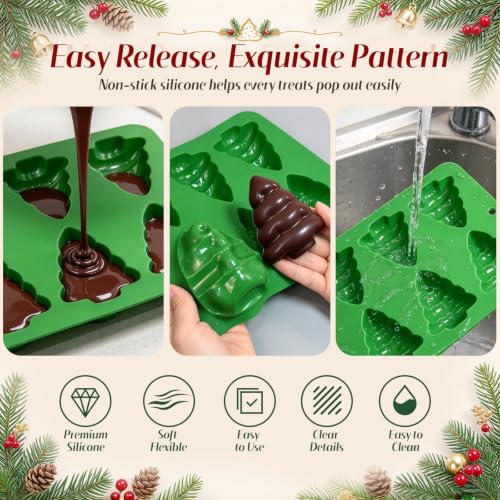 3D Christmas Tree Silicone Mold, 2Pcs Christmas Tree Cake Molds - color: 2Pcs Green