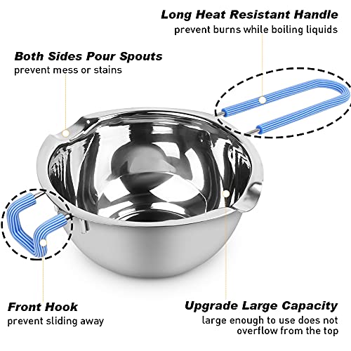 Double Boiler Pot Set, 0.7QT & 1.7QT Stainless Steel Chocolate Melting Pots