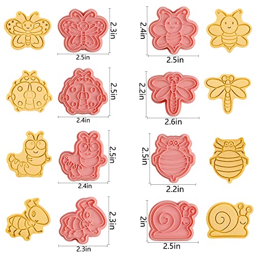 Insect Cookie Cutters Set, 8 Pcs Cookie Cutter with Plunger Stamps - color: Insect Cookie Cutters With Plunger Stamps