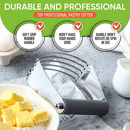 Spring Chef Large Dough Blender For Baking - Durable Pastry Blender - Gray - color: Gray, size: 4" Large
