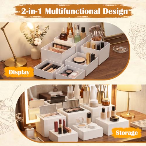 6 PCS Buffet Risers and Stands, Dessert Food Display for Buffet Table - color: White, size: 10" 9" 8.5" 8" 7.5" 6.8"
