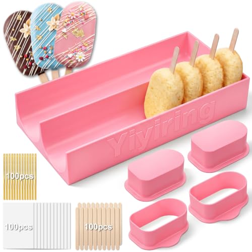 2 Sets 3'' Cakesicle Cutter with 9'' Dual-slot Tray Cake Mold Set - color: Pink, size: 3in, style: Dual-slot