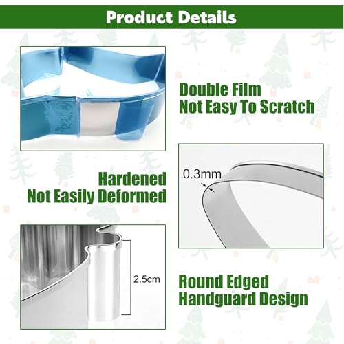 3Pieces Christmas Tree Cookie Cutter Set, Christmas Cookie Cutters, Stainless Steel Biscuit Cutters for Baking Xmas Holiday Party Decorations