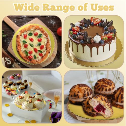 Retainbre 50 Pack Gold Cake Boards 12 Inch Round Cardboard Cake Base - size: 12 inch