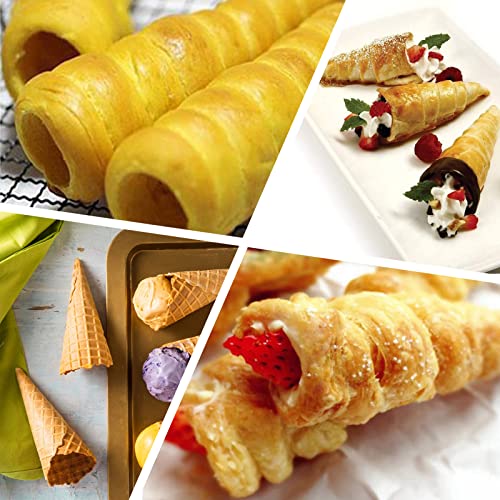 Tinfol 20 Pack 4.7Inch Cream Horn Molds, Baking Cones Cream Horn Forms, Stainless Steel Cannoli Tubes Ice Cream Mold, Standing Cone Shap - size: 4.7inch