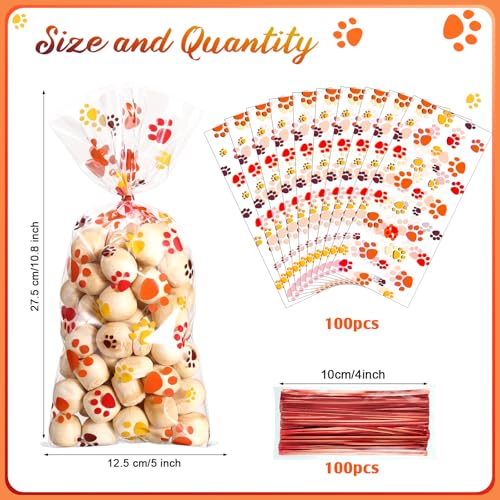 Blulu 100 Pcs Dog Treat Bags Puppy Party Favor, Orange, Brown, Yellow - color: Orange, Brown, Yellow
