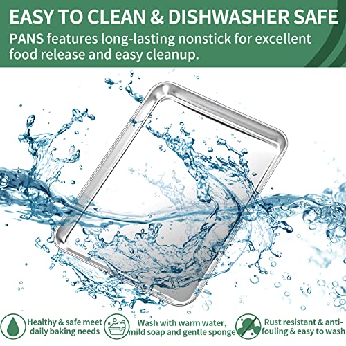Baking Sheets Set of 2, HKJ Chef Cookie Sheets 2 Pieces & Stainless Steel Baking Pans & Toaster Oven Tray Pans, Rectangle Size 16 x 12 x 1 inch, Non Toxic & Healthy & Easy to Clean - size: 16inch