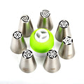 Stainless Steel Small Russian Tulip Flower Icing Tips Kit, 8 Pcs Set - color: SILVER HB0343B