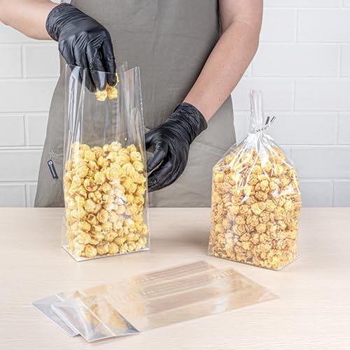 Restaurantware Clear Plastic Gusset Bags, Flat Bottom, 5x3x12 In, 100 Ct - size: 5" x 3" x 12" - Standard
