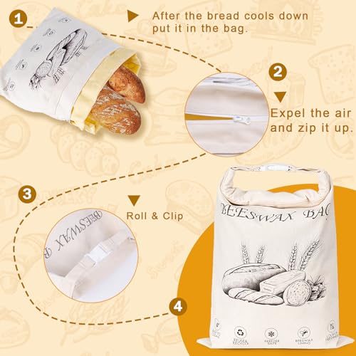 2-Pack Reusable Beeswax Bread Bags - color: Navy Bloom