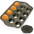 Mini Muffin Pan 12 Cup with Removable Bottom,Nonstick Cupcake Pans for Baking,Mini Muffin Cheesecake Tin for Oven, 12 Cavity Premium Carbon Steel Bakeware for Bite Size Tarts