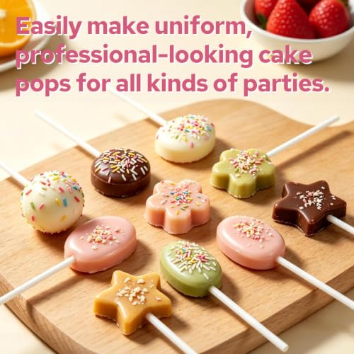 8 Pcs Cake Pop Mold Set with 8.2-inch Tray,Cake Pop Cutter - color: Multi-Shape(Pink&Blue)