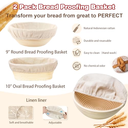 Sourdough Starter Kit with Warmer, Banneton Bread Proofing Basket and Jar