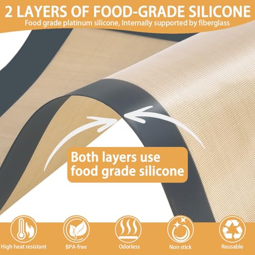 SenseYo 6 Pcs Silicone Baking Mat Non Slip Reusable BPA Free Silicone Rectangular Bakeware Sheet Liner for Cookies Pastry Bread Dough Prep Oven Counter (Gray) - color: Gray