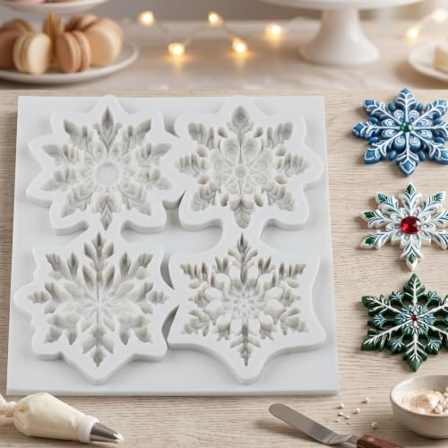 Christmas Snowflake Silicone Mold Winter Snow Fondant Mold - color: Style I