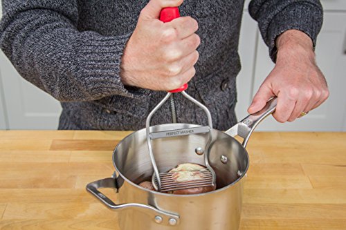 Diamond Series Masher - World's Best Handheld Masher and Blender - Stainless Steel Blades with Ergonomic Rubber Handle - Red - color: Red