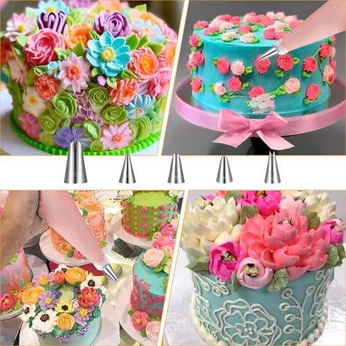 5pcs Leaf Piping Tips, Cake Decorating Tube Tips Set Leaf Shape Piping Tip for Cupcakes Stainless Steel Icing Nozzles for Pastry Fondant DIy Baking Tools Flower Nails Cake Decorating Tools