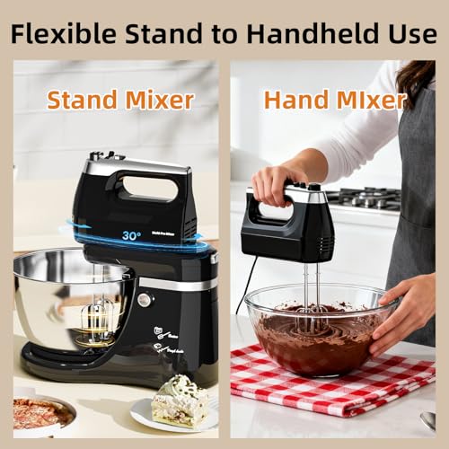 4.8QT 2-in-1 Stand Mixer, Black - color: Black, size: 4.8QT