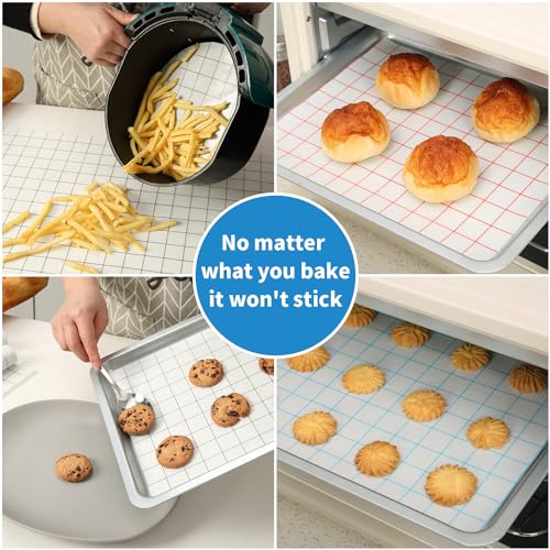 Silicone Baking Mat Roll 16IN*5FT Free Cutting, Non-Slip Pastry Mat, Non-Stick Reusable Air Fryer Liner, Oven Liners, Counter Mat, Freeze Dryer Mat, Easily Cut to Size Fit All Ovens Pans Tins Dishes - color: White Blue Line, size: 60"L x 16"W