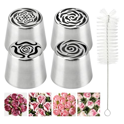 4 Pcs Extra Large Russian Piping Tips Set, 4-Flower Piping Tips