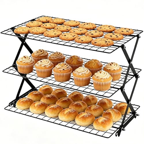3 Tier Collapsible Cooling Rack for Baking Stackable Cookie Racks Cooling - size: 3 Tier
