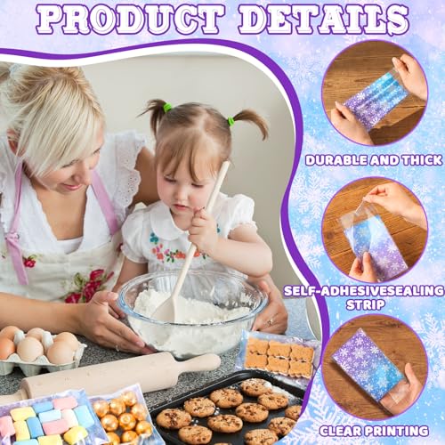 Epakh 100 Pcs Snowflake Cellophane Goodie Bags, Winter Party Favor Bag - style: Snowflake