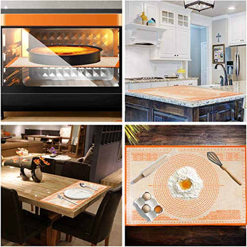 Silicone Pastry Mat 34X26 inch Baking Mat Large Dough Mat with Measurements - color: Orange, size: 26"L x 34"W