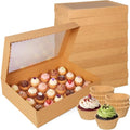 5 Pack Brown Cupcake Boxes for 24 Standard Cupcake with Window - color: Brown