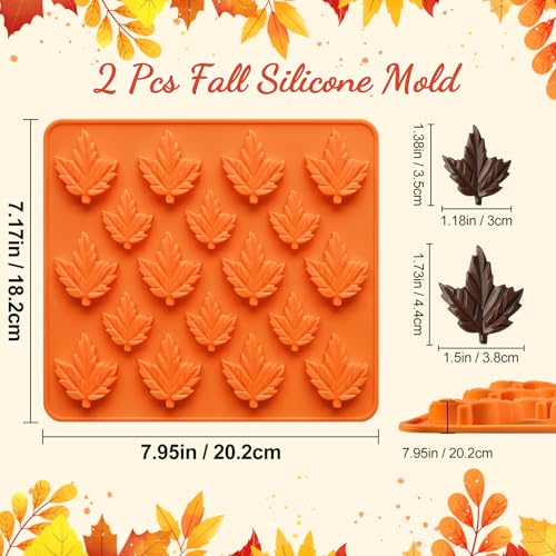 Maple Leaf Silicone Molds,2 Pack Fall Silicone Maple Mold 36 Cavity - color: Orange Maple Leaf