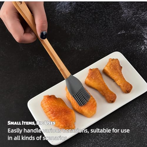 5 Piece Silicone Spatulas,Mini Rubber Spatula Bamboo Handle,Heat Resistant Silicone Set,Non-Stick Kitchen Utensils For Baking,Cooking and Stir(colorful)