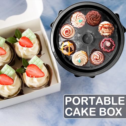 Cake Carrier Round Cake Stand Plus Height Cake Container with Cupcakes Pad, Handle, Lid Reusable Package Box for Transporting Desserts,Pie,Toast,Fruit (10" Black) - color: 10" Black