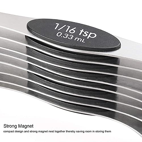 Magnetic Measuring Spoons Sets of 9 Stainless Steel Dual Sided Teaspoon - color: Measuring Spoons Set