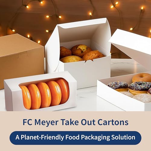FC Meyer Bakery Boxes - Reversible 8” Classic Cake Box, Secure Your Bakery Box With Special Side Panel Clips & A Front Tuck Lock, No Taping Or Twine Needed, Made In USA, Size 8 x 8 x 5 (Pack of 50) - color: 8" Classic Cake (Pack of 50), size: Pack of 50