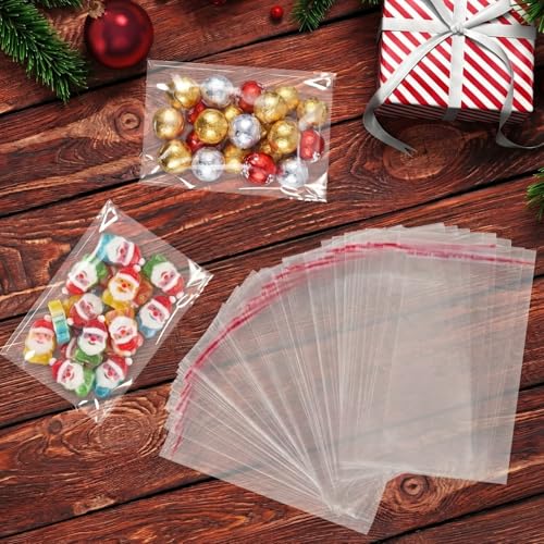 400 Pcs Cookie Bags 3.5x5.5 In Clear Cellophane Treat Bags, Self Sealing