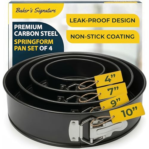 Springform Pan Set of 4, Nonstick Cheesecake Pans 4/7/9/10" Carbon Steel - size: 4-7-9-10 Inches
