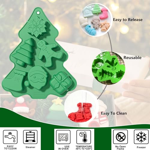 3 Pack Christmas Silicone Molds,Soap Molds for Handmade Soap,Chocolate, Jello,Snowman, Candy and Candles - color: 3pcs-Christmas Molds