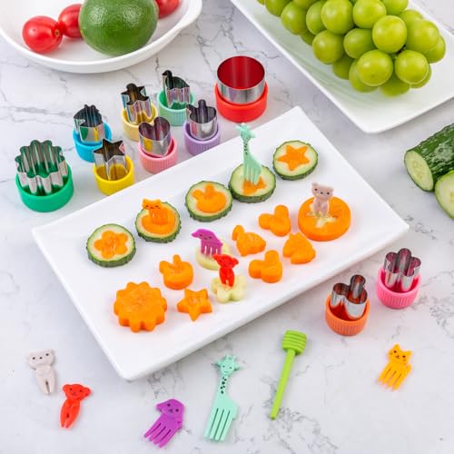 Nifogo Fruit Cutters Shapes for Kids 22 Pcs - color: C-Green Red 22pcs