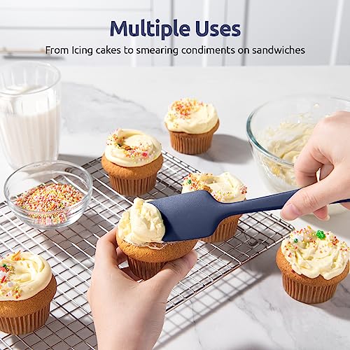 Heat Resistant Silicone Spatula Set: U-Taste 600ºF High Temp Seamless Food Grade Food Grade Flexible Rubber Silicon Kitchen Cooking Mixing Baking Scraper for Nonstick Cookware Set of 4 (Midnight Blue) - color: Midnight Blue