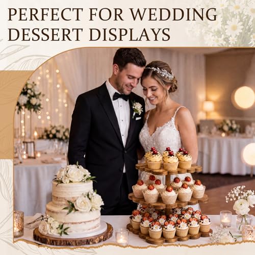 Novabright 3 Tier Scalloped Cupcake Stand for Wedding Birthday, Square