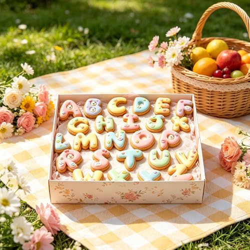 Letter Cookie Cutters Shapes Large 3 Inch - 26 Pcs Stainless Steel Round Alphabet Letter Cookie Cutter Set Fondant Biscuit Fruit Dough Mold Tools for Sandwich, Birthday, Christmas, and Holiday Party - color: Round Letter cookie cutters - 3 INCH