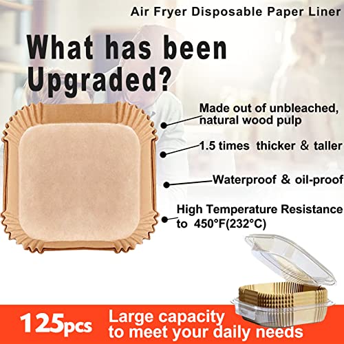 Air Fryer Liners Disposable 9 Inch, 9 inch Air Fryer Liners 125 Pcs Large Square Air Fryer Paper Liners for 5QT 6qt 8QT Air Fryer, Non-stick Parchment Paper for Frying, Baking (Pack of 2) - size: 9" Square 125 pcs (Pack of 2)
