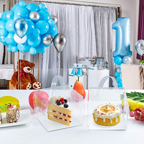 BURLIHOME 5x5x4 Bakery Boxes with Cake Boards,Clear Bakery Carrier,25 Pcs - size: 5x5x4 Inch